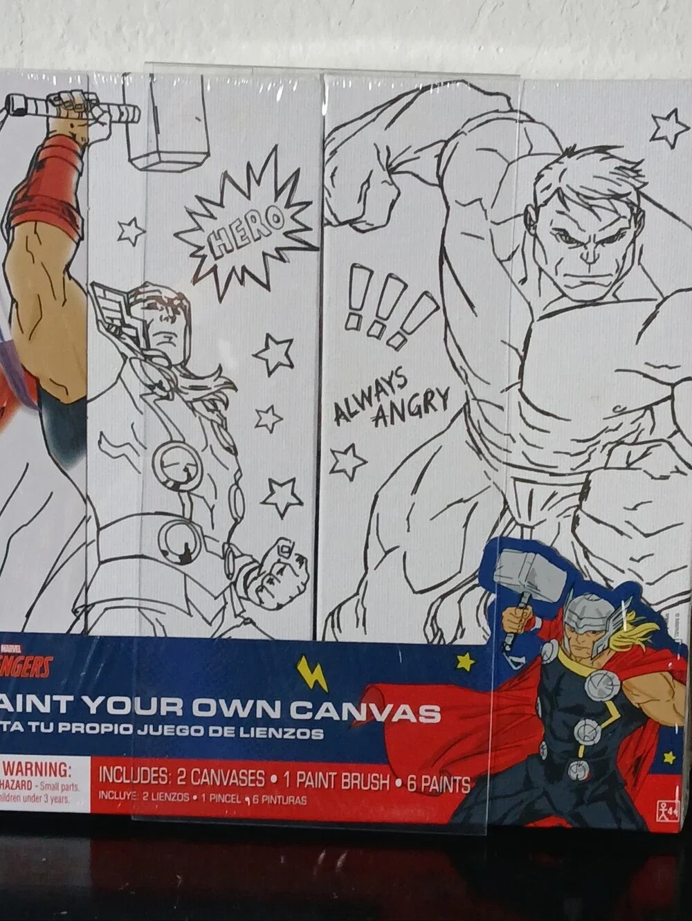 Marvel Avengers Paint Your Own Canvas Set - Thor & Hulk